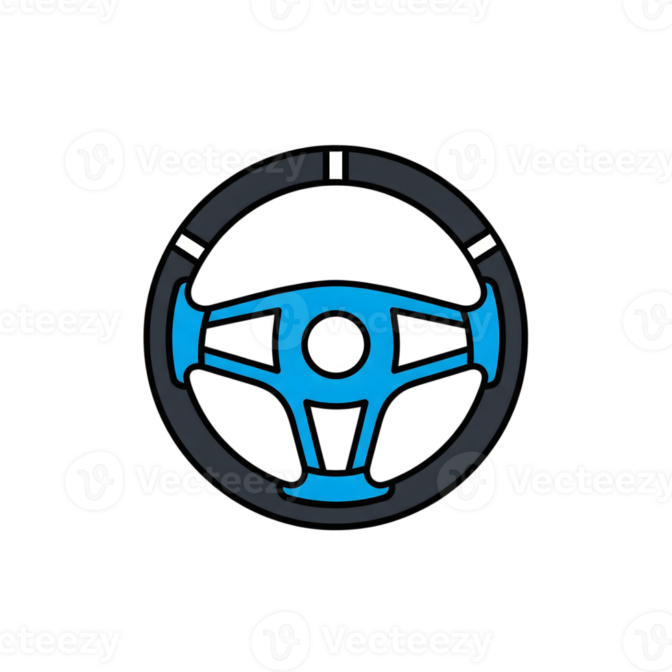 Blue and Black Car Steering Wheel Icon isolated on a transparent background automobile png