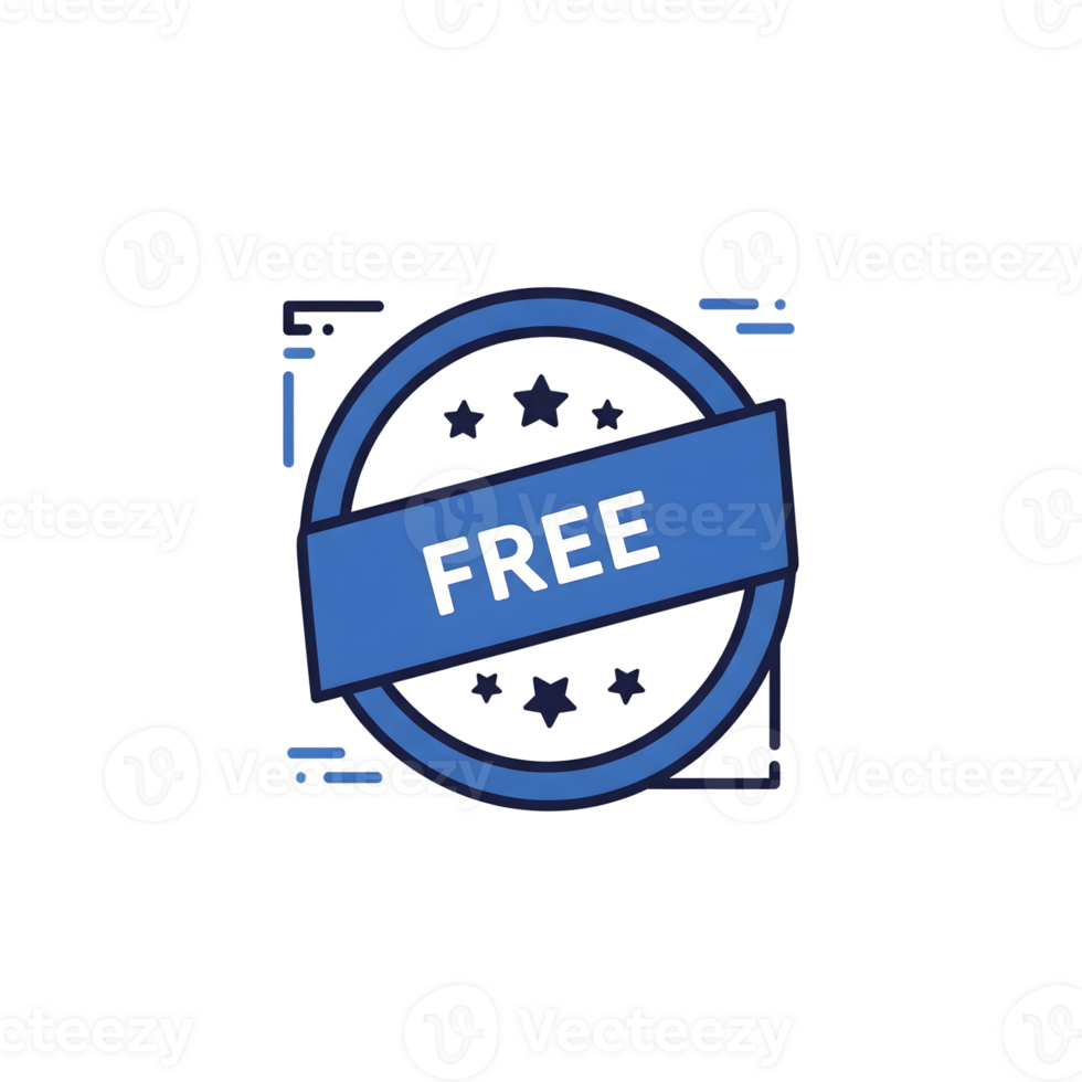 Blue Circular Free Icon with Stars isolated on a transparent background circle png