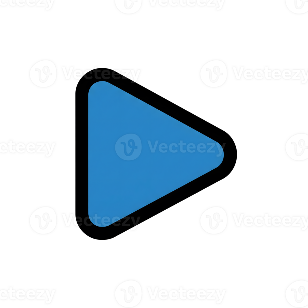 Blue Triangle Play Button Media Player Interface Icon isolated on a transparent background png