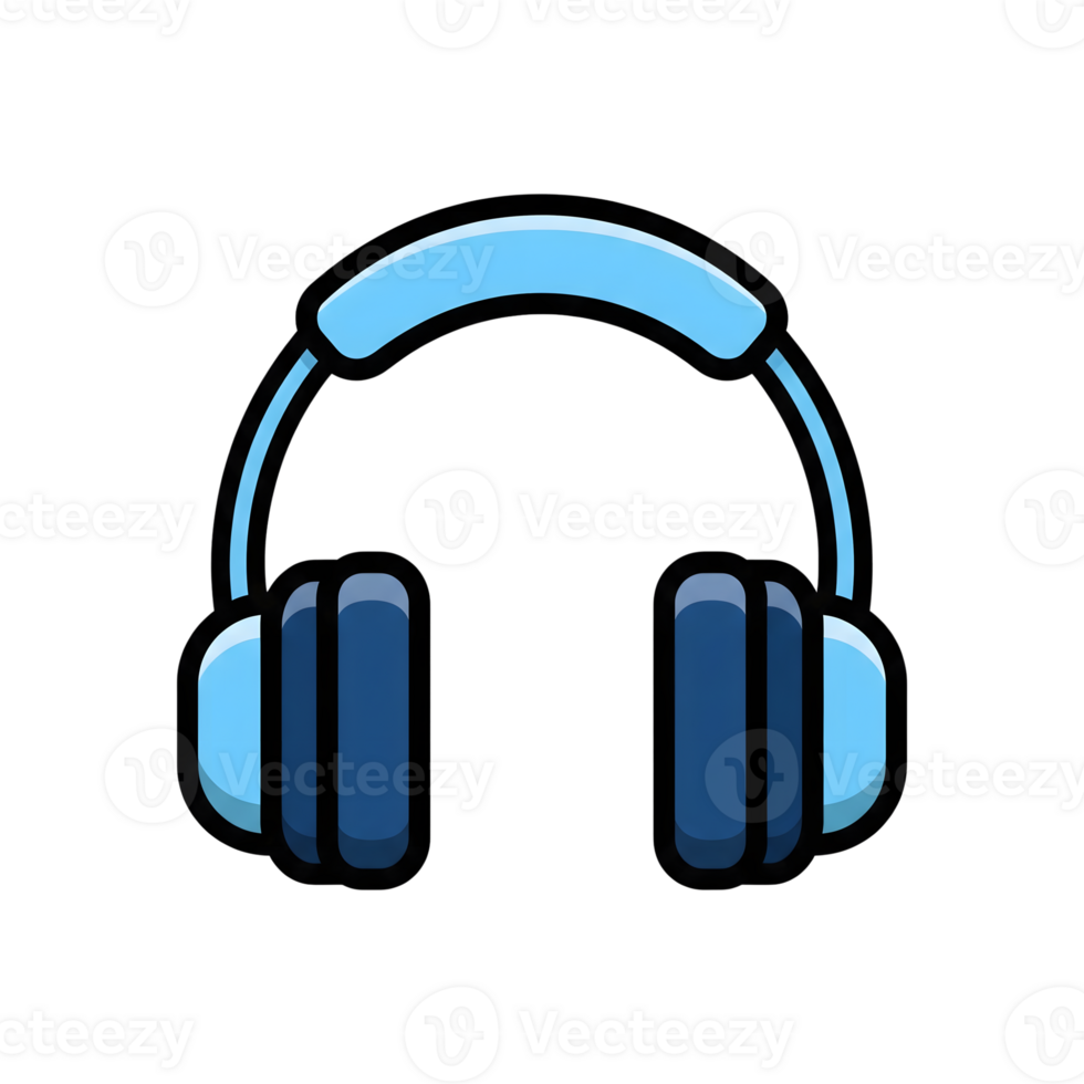 Blue Headphones Icon Cartoon Style Illustration isolated on a transparent background png