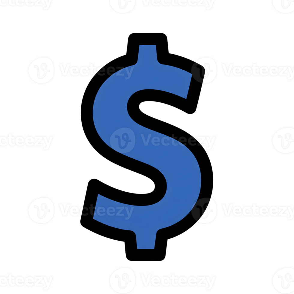 Blue Dollar Sign Icon Bold Outline Symbol isolated on a transparent background money png