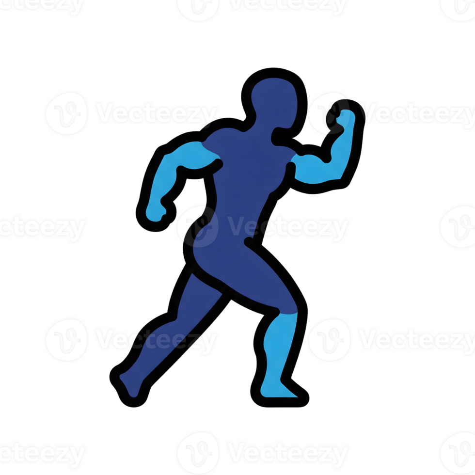 Blue Running Figure Icon Athlete Sports Fitness Exercise Silhouette isolated on a transparent background png