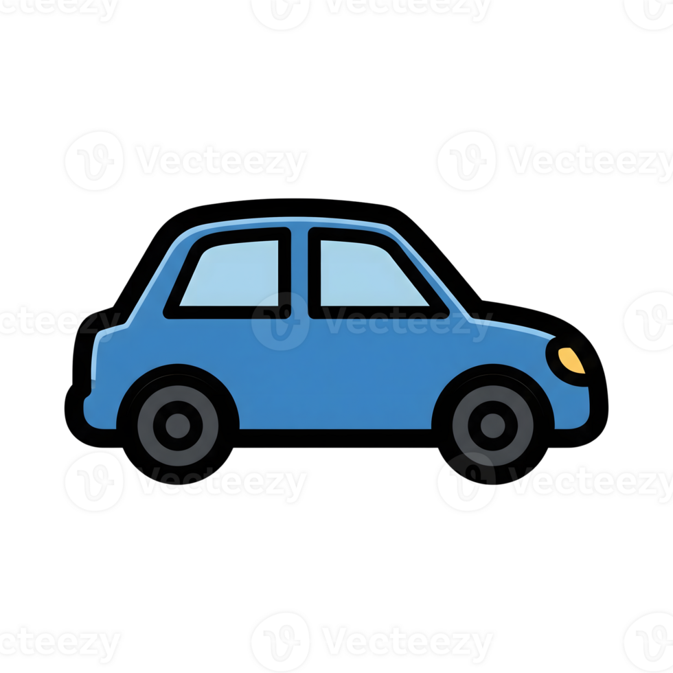 Blue Small Car Icon Simple Vehicle Illustration isolated on a transparent background png