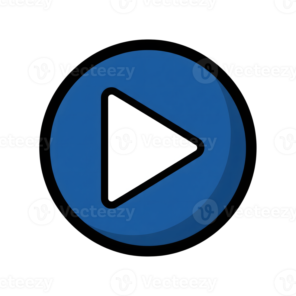 Blue Circle Play Button Icon White Triangle Media Start isolated on a transparent background png