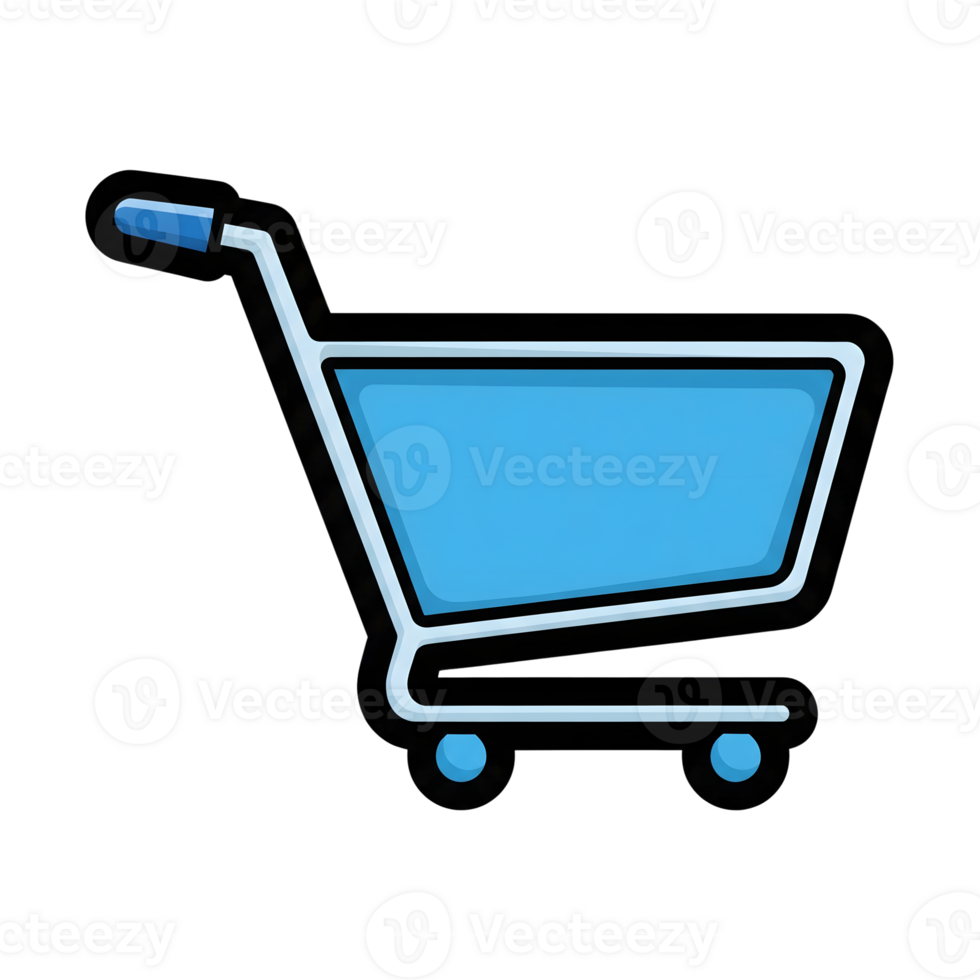 Blue Shopping Cart Icon Simple Line Art Design isolated on a transparent background png
