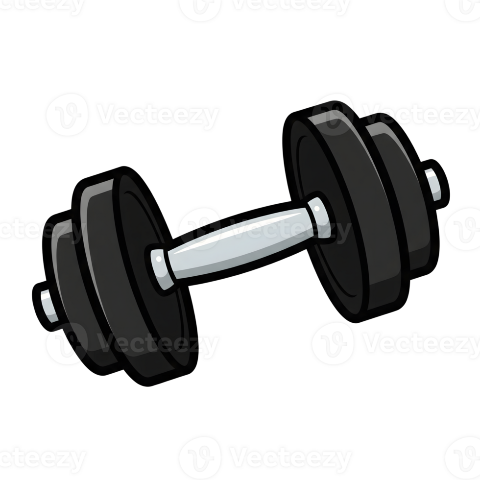 Black Dumbbell Weight Icon Silver Handle Fitness Gym Exercise Strength Training isolated on a transparent background png