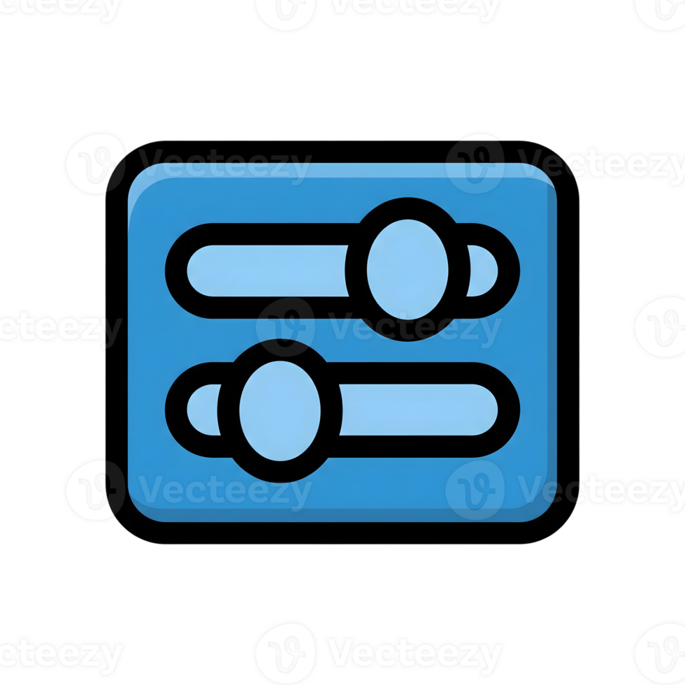 Blue Setting Sliders Icon Two Control Knobs isolated on a transparent background png