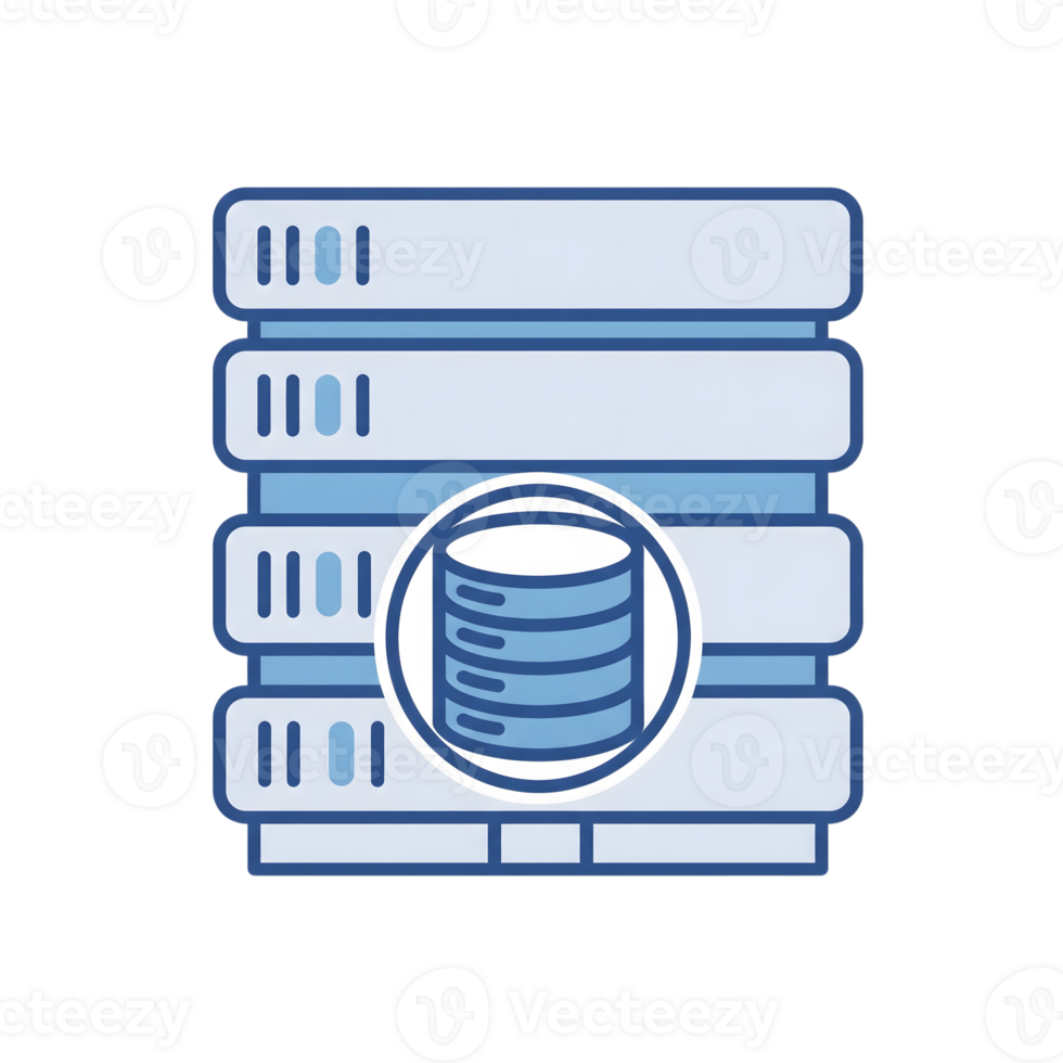 Blue Server Rack Icon Database Storage System isolated on a transparent background png