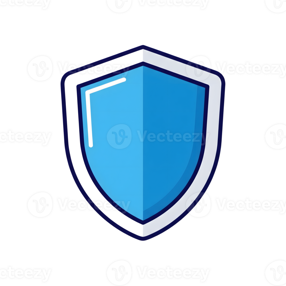 Blue Shield Icon White Border Dark Blue Outline isolated on a transparent background png