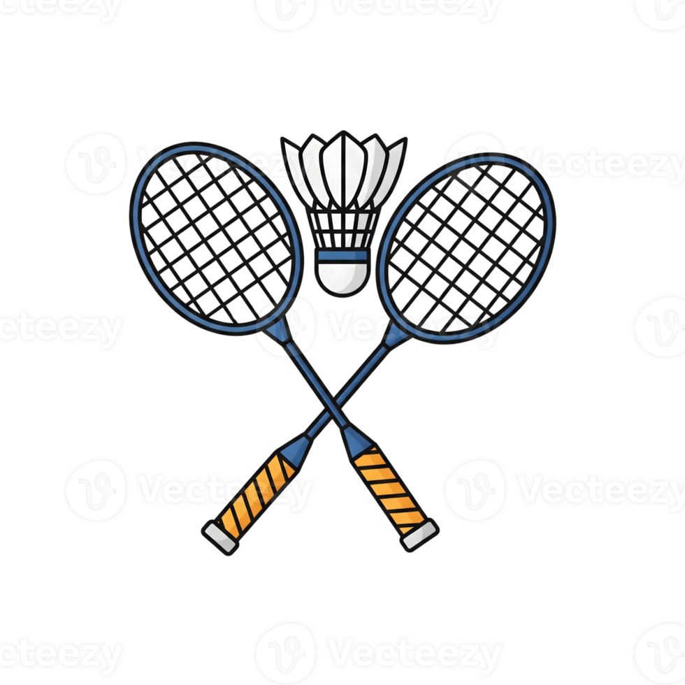 Badminton Rackets Shuttlecock Icon Blue Orange isolated on a transparent background png
