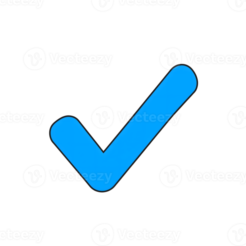 Bright Blue Check Mark Icon Isolated on a transparent background tick correct png