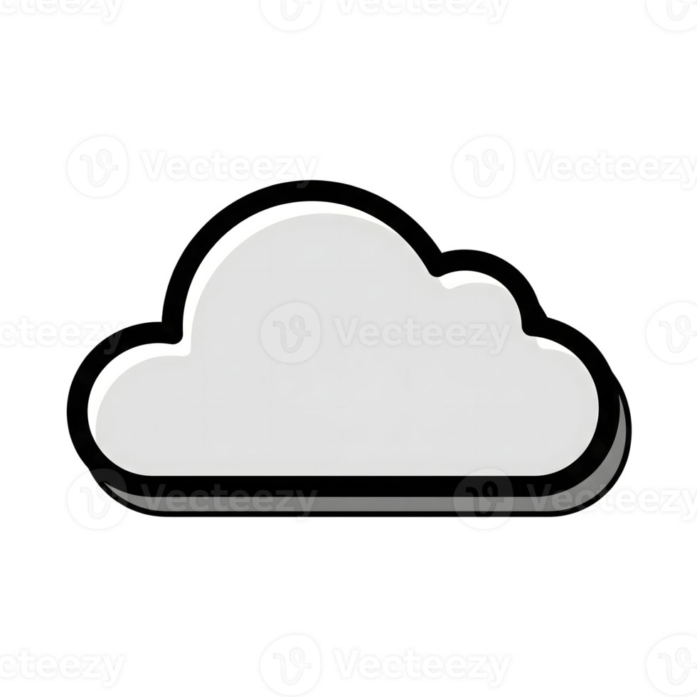 Gray Cloud Icon Cartoon Style Thick Outline isolated on a transparent background png