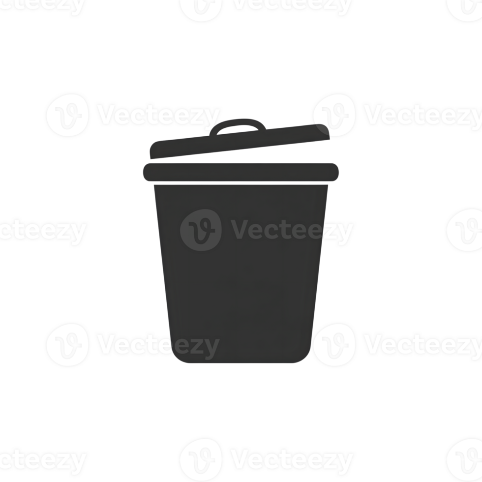 Dark Gray Trash Can Icon Open Lid Wastebin isolated on a transparent background garbage can png