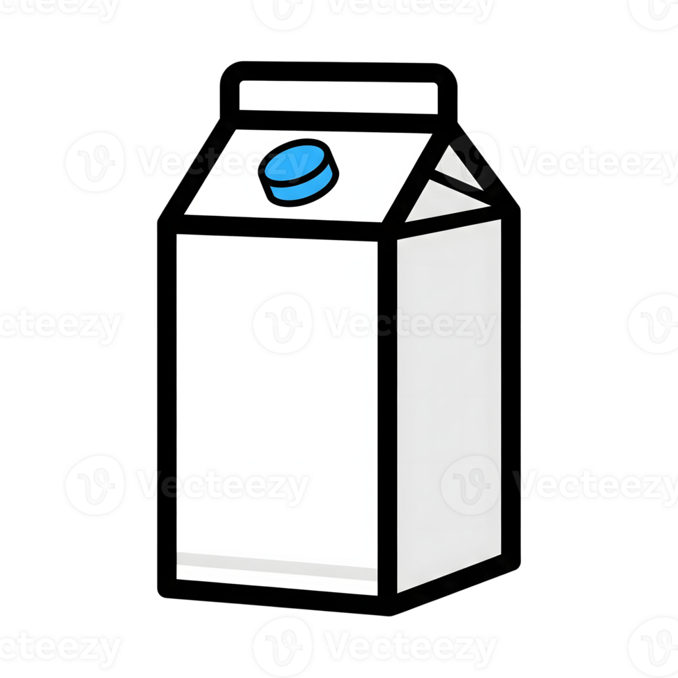 Cartoon Milk Carton Icon White Light Grey Blue isolated on a transparent background png
