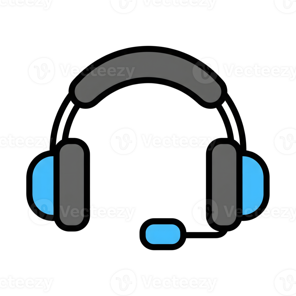 Gray and Blue Headset Icon Customer Support Service icon isolated on a transparent background png