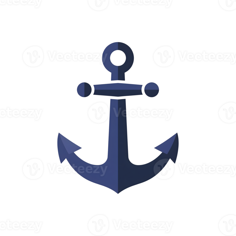 Dark Blue Nautical Anchor Icon Graphic isolated on a transparent background marine png