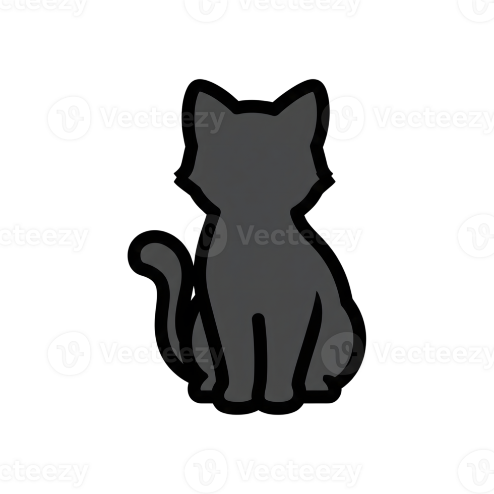 Gray Cat Icon Sitting Position Simple Design isolated on a transparent background png