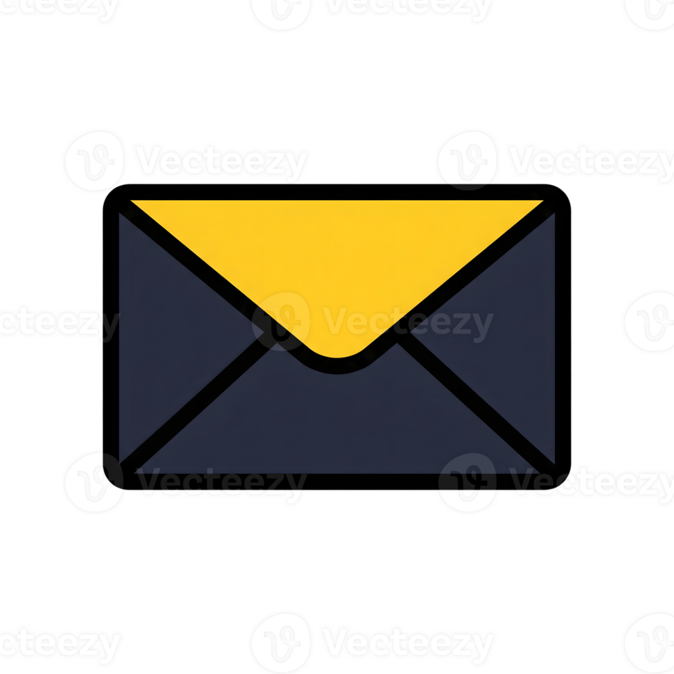 Dark Blue and Yellow Envelope Icon isolated on a transparent background mail message png