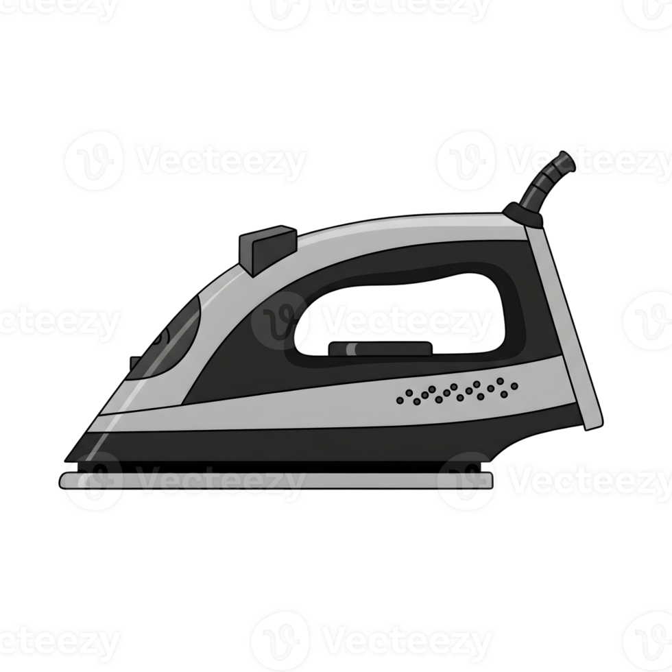 Gray and Black Electric Iron Appliance Icon isolated on a transparent background png