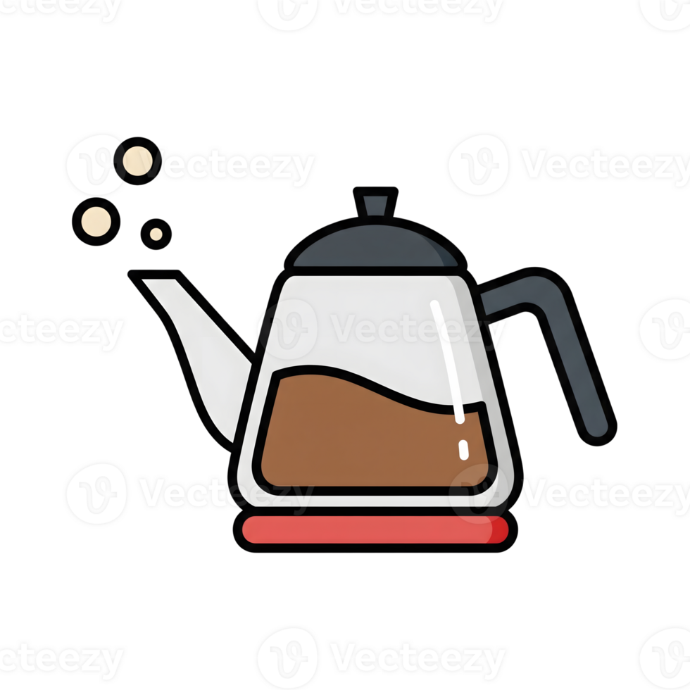 Glass Coffee Kettle Brown Coffee Steam Icon isolated on a transparent background png
