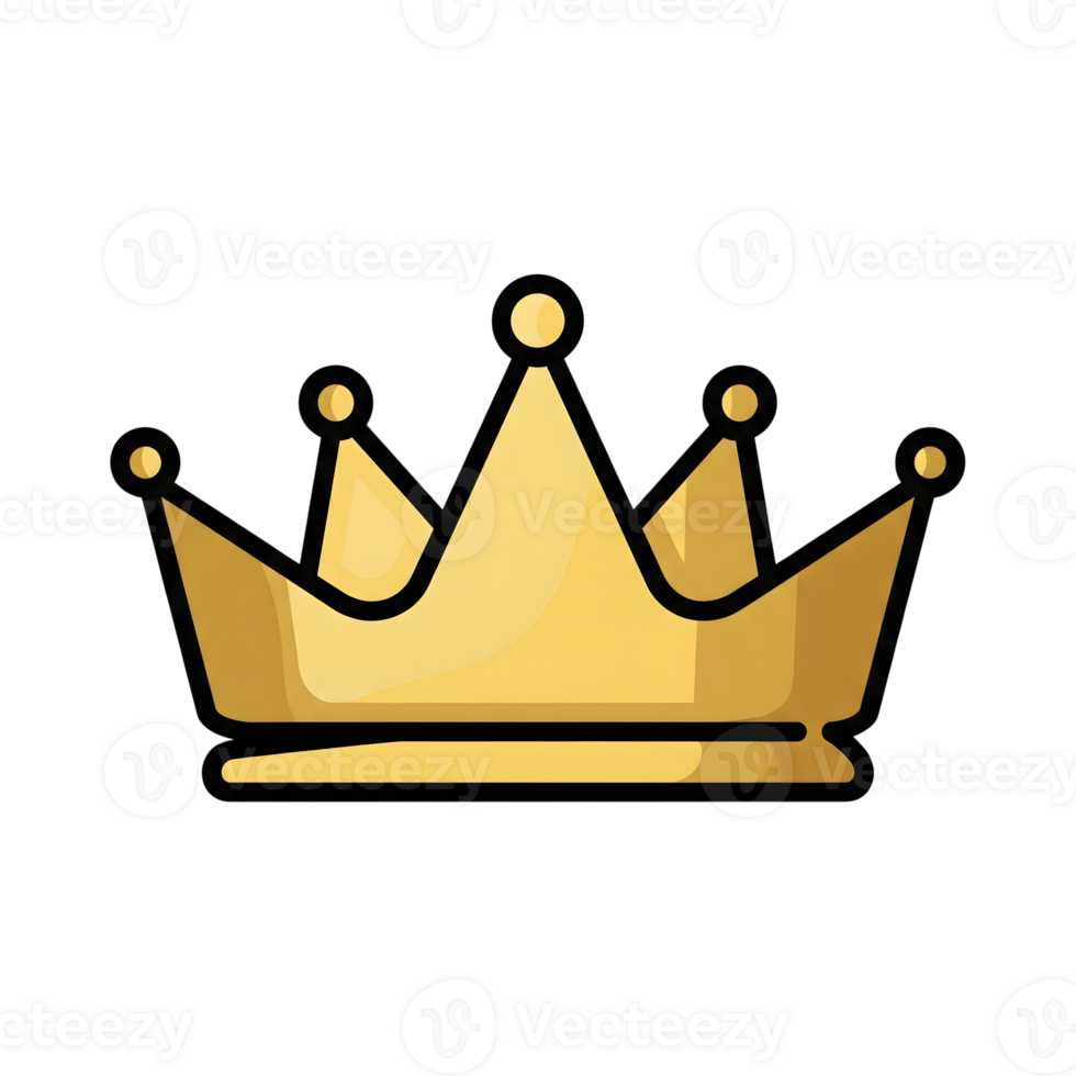 Golden Crown Icon Royal King Queen Gold Emblem isolated on a transparent background png