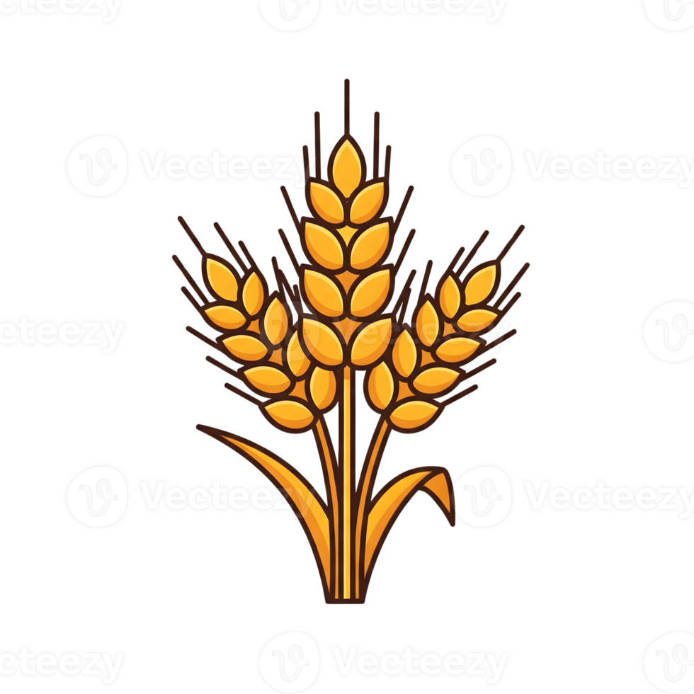 Golden Wheat Stalks Icon Graphic Design isolated on a transparent background yellow png