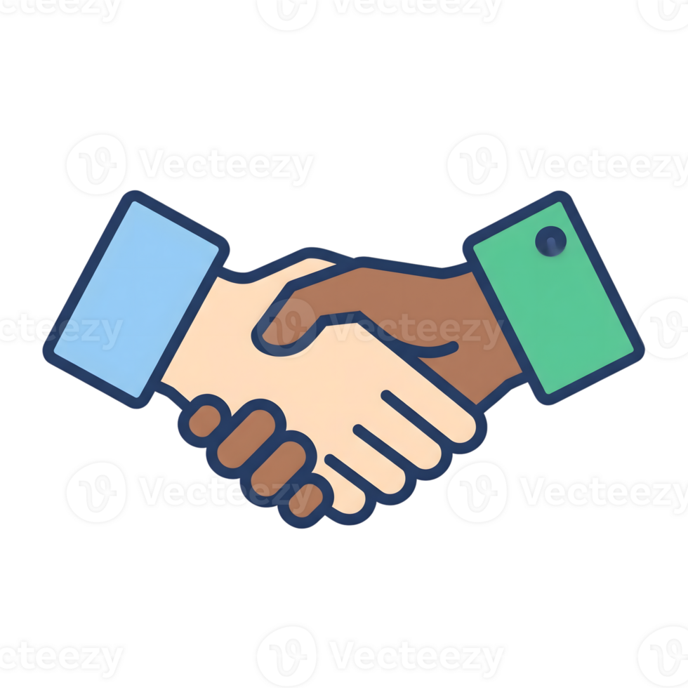 Diverse Hands in a Handshake Icon Blue Green Beige isolated on a transparent background png