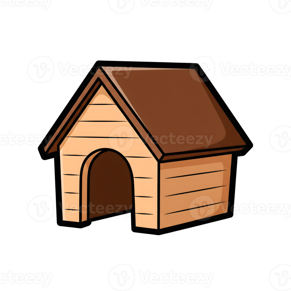 Cartoon Brown Wooden Dog House Icon isolated on a transparent background doghouse png