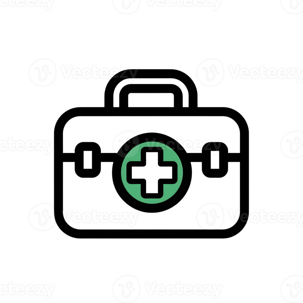Green Cross Medical Kit Icon Black Outline isolated on a transparent background case png
