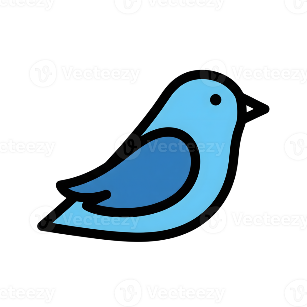 Light Blue Bird Icon Cartoon Style Illustration isolated on a transparent background png