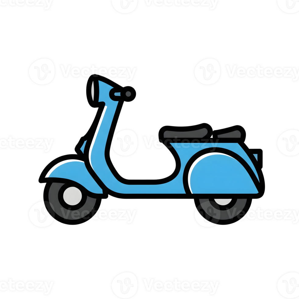 Light Blue Vintage Scooter Icon Illustration isolated on a transparent background png