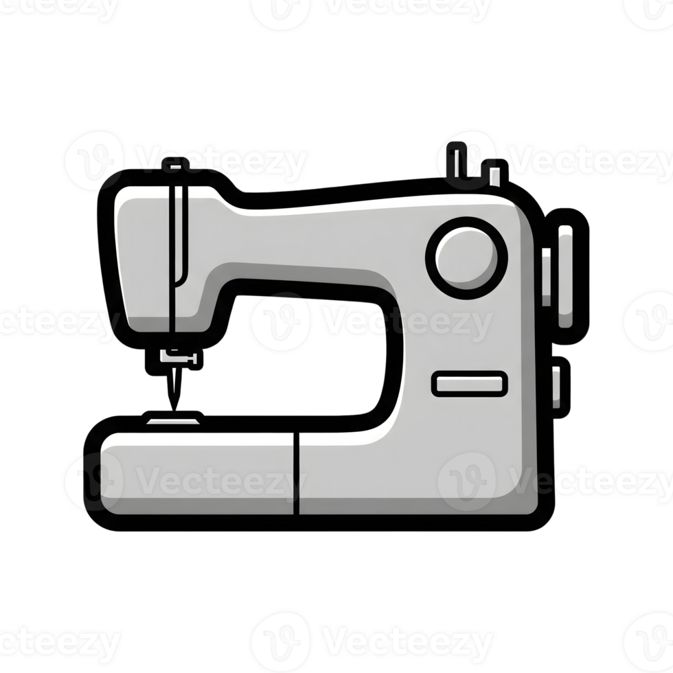 Gray Sewing Machine Icon Illustration isolated on a transparent background silver png