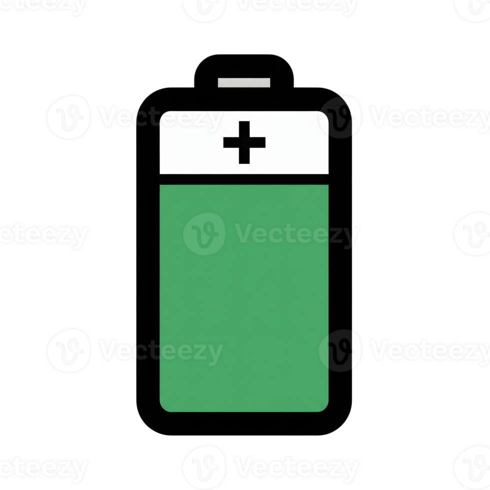 Green Battery Icon Cell Power Energy Symbol isolated on a transparent background png