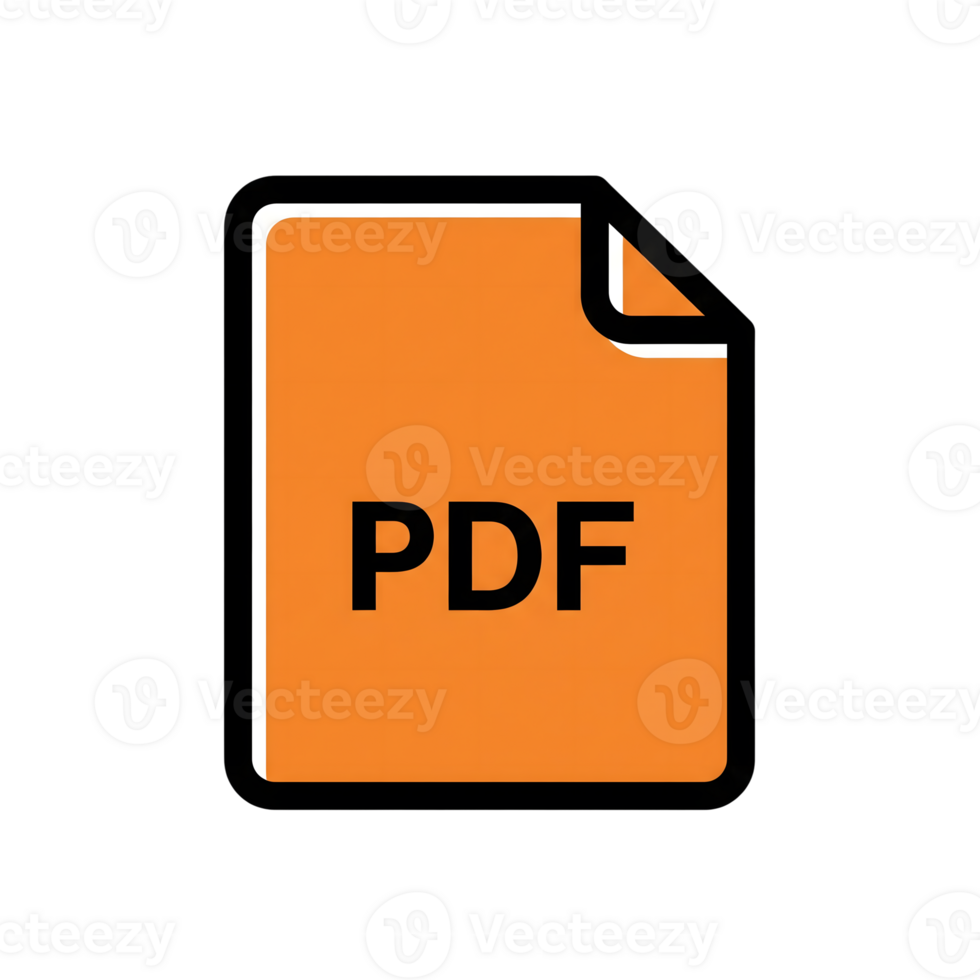 Orange P D F File Icon Document Symbol isolated on a transparent background image png