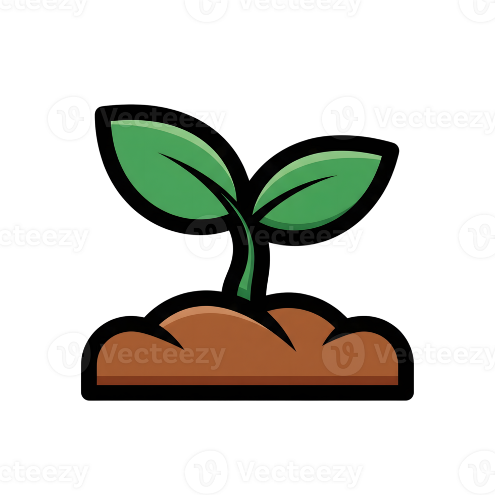 Green Sprout Emerging from Brown Soil Icon isolated on a transparent background seedling png