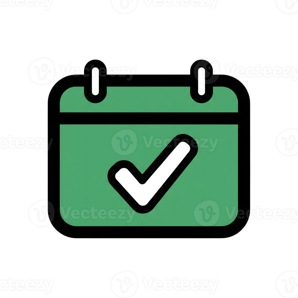 Green Calendar Icon White Check Mark isolated on a transparent background checklist png