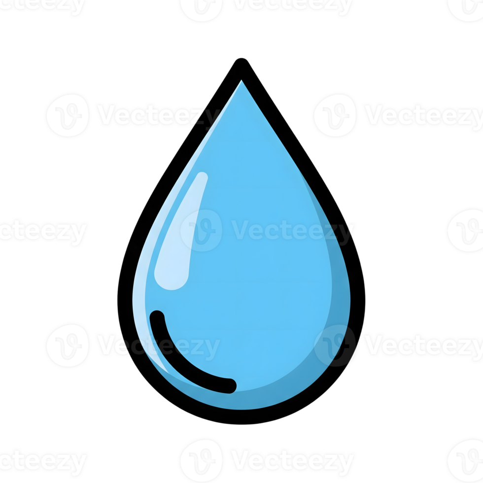 Light Blue Water Drop Icon Cartoon Style isolated on a transparent background image png