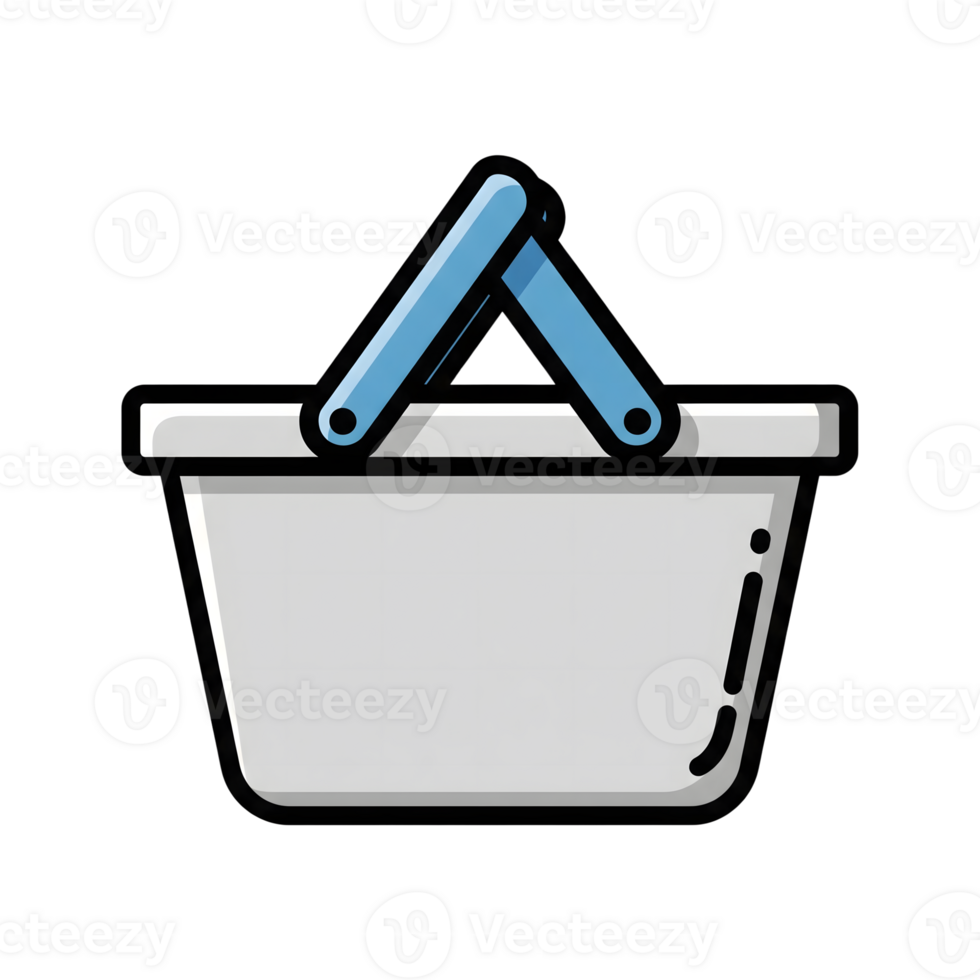 Light Gray Shopping Basket Blue Handles Icon isolated on a transparent background png