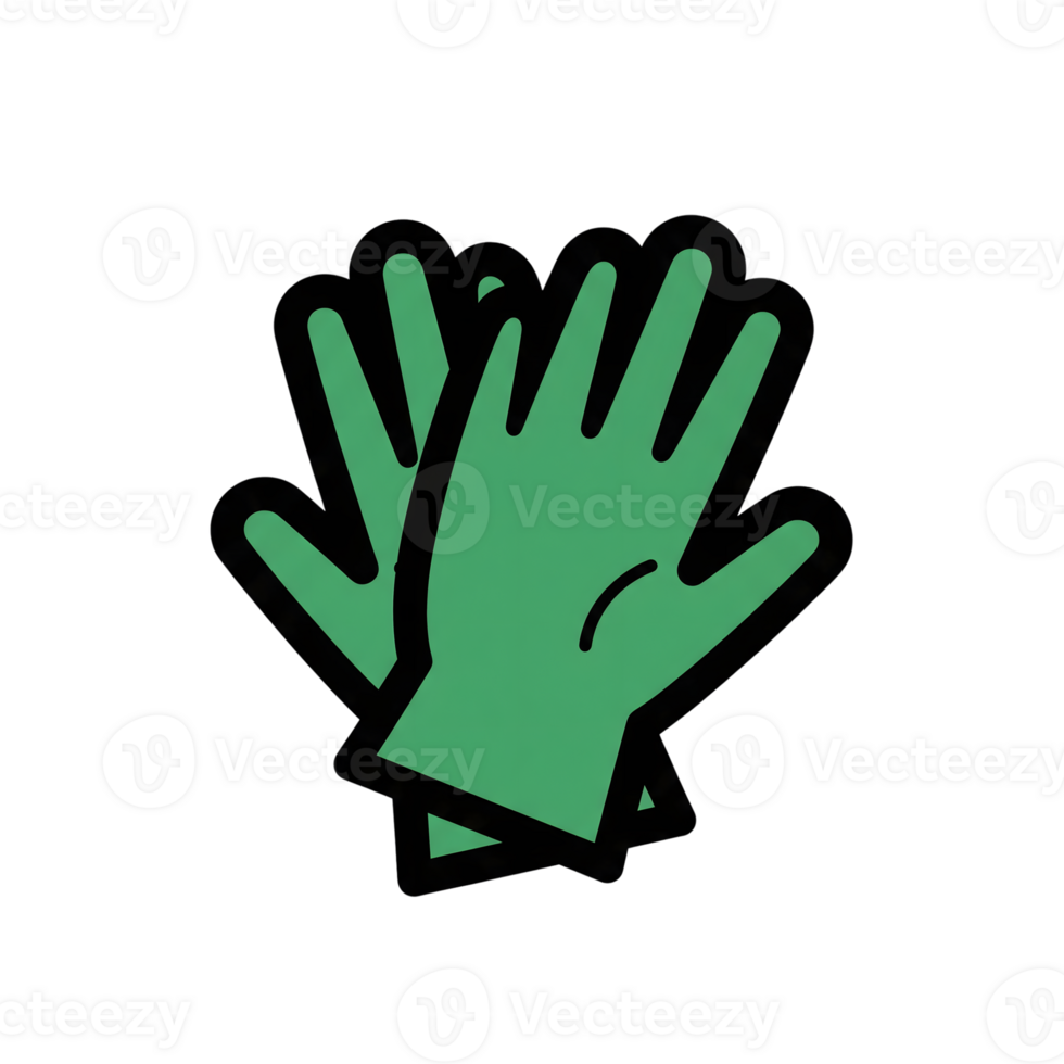 Green Protective Gloves Icon Pair Safety Handwear isolated on a transparent background png