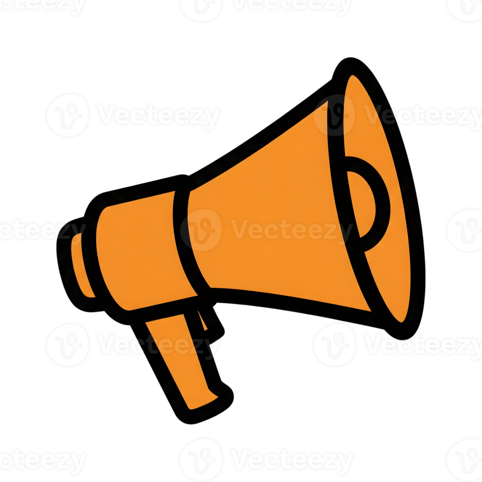 Orange Megaphone Icon Loudspeaker Announcement Symbol isolated on a transparent background png