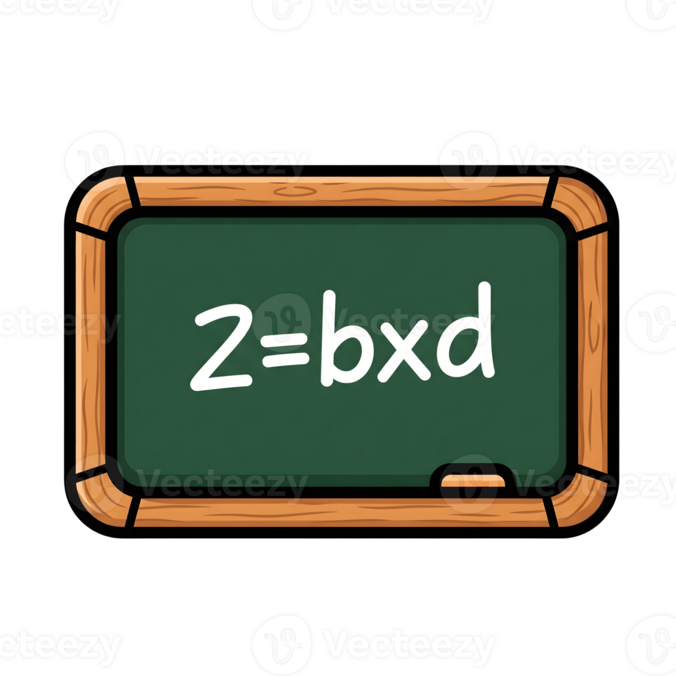 Green Chalkboard with Simple Math Equation z bxd Wooden Frame Icon isolated on a transparent background png