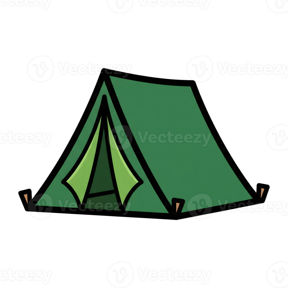Green Camping Tent Icon Cartoon Style Illustration isolated on a transparent background png