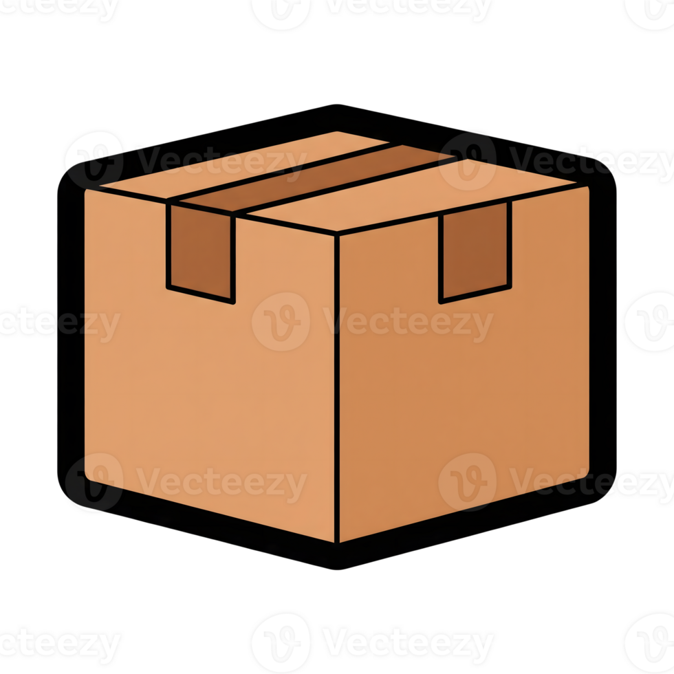 Light Brown Cardboard Box Icon Illustration isolated on a transparent background png