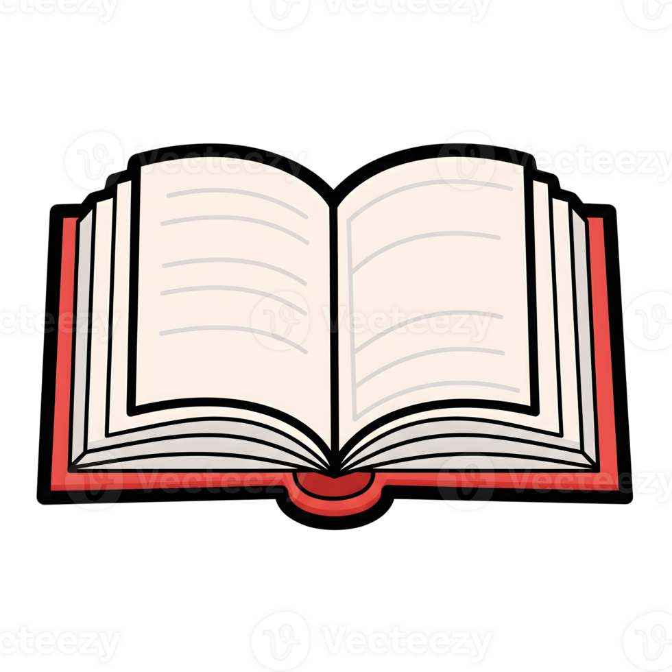 Open Book Red Cover Cream Pages Icon Illustration isolated on a transparent background png