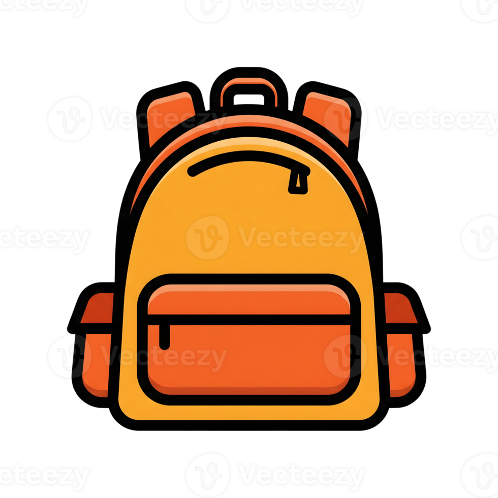 Orange Backpack Icon Cartoon Style Travel Bag isolated on a transparent background png