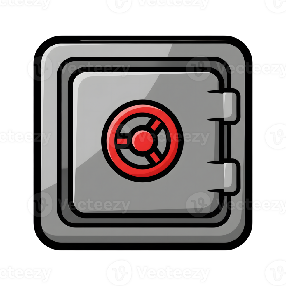 Gray Metal Safe Box Red Dial Icon isolated on a transparent background security protection png