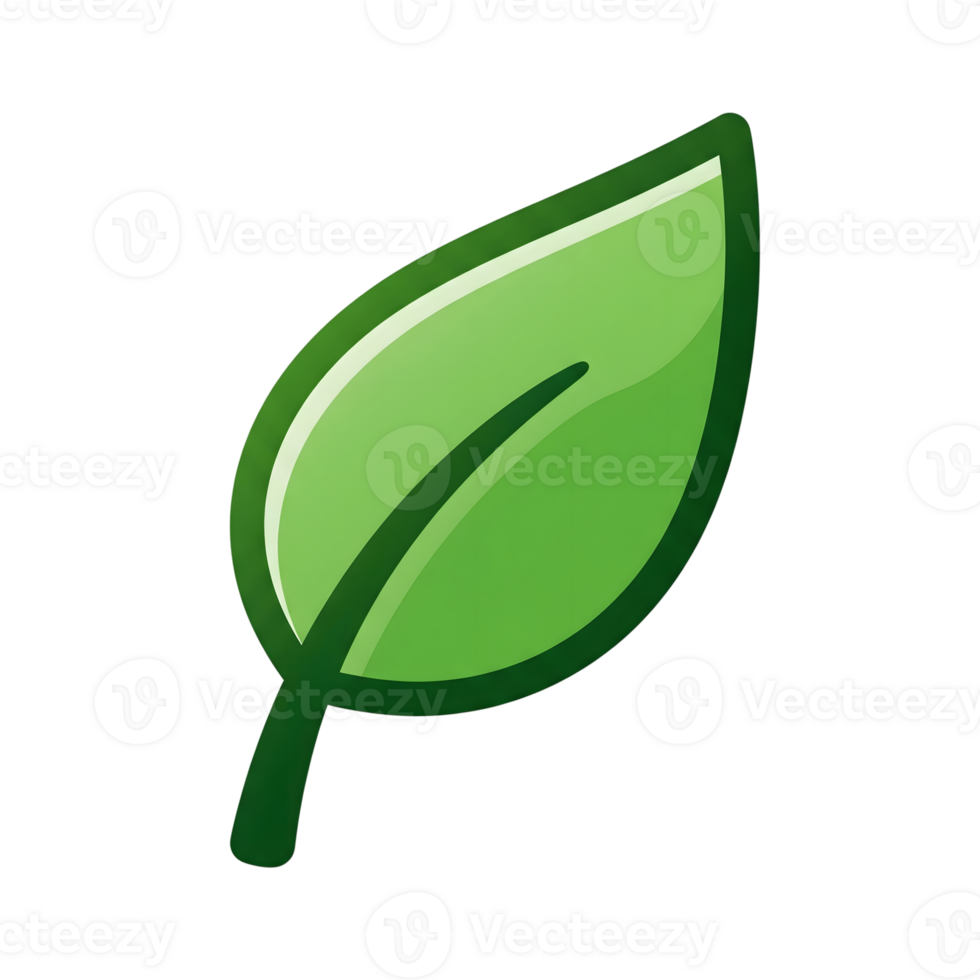 Green Leaf Icon Simple Nature Ecology Symbol isolated on a transparent background png