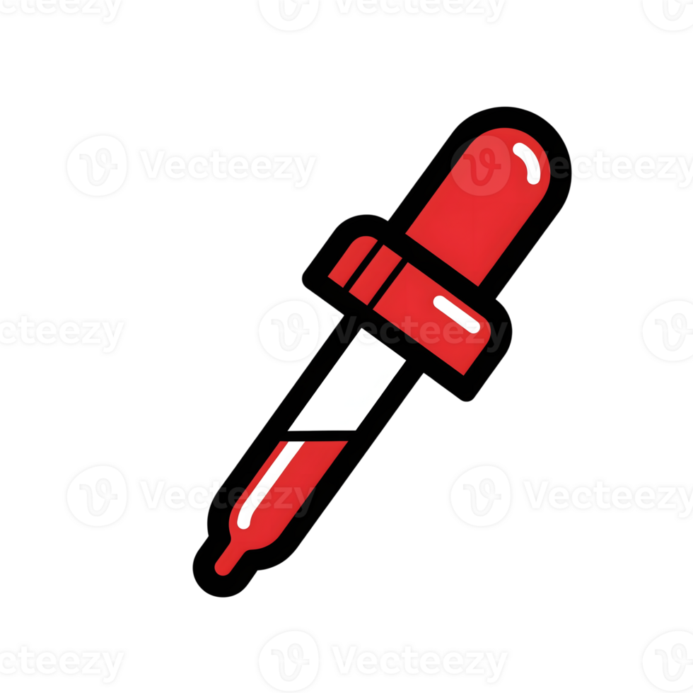 Red Eyedropper Icon Cartoon Style Illustration isolated on a transparent background png