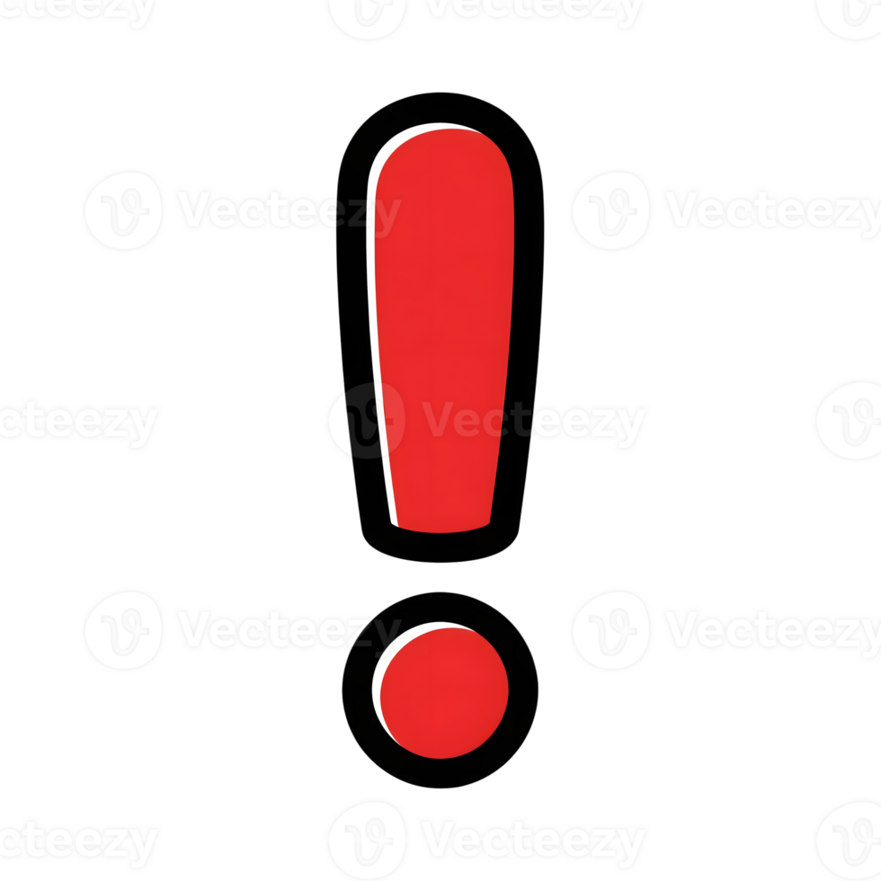 Red Exclamation Mark Icon Cartoon Style isolated on a transparent background exclamation point png
