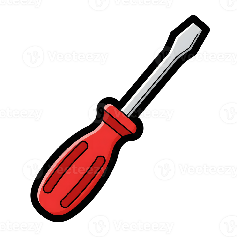 Red and Silver Screwdriver Tool Icon Illustration isolated on a transparent background png